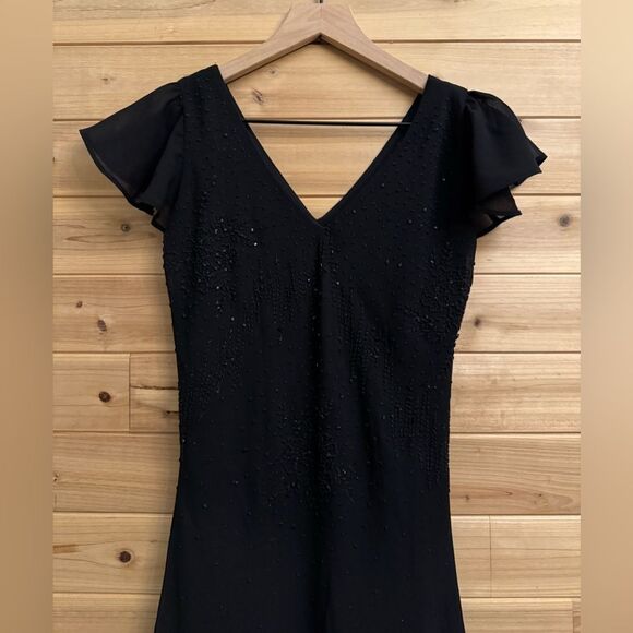 Vintage Y2K Ninalee Sz Small Beaded Flutter Sleeve Whimsigoth Vampire Dress Gown - Picture 2 of 14